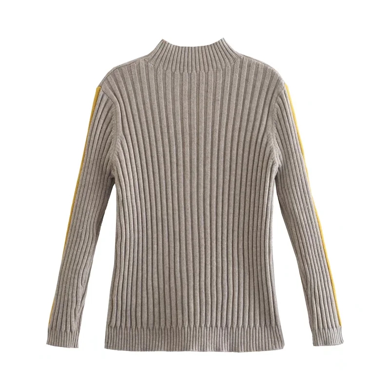 Fashion Black Vertical Striped Turtleneck Knitted Sweater,Sweater