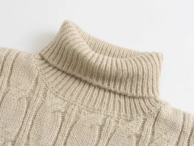 Fashion Orange Twist Knit Turtleneck Sweater,Sweater