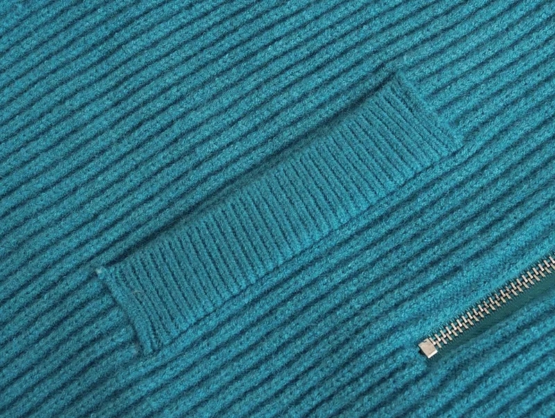 Fashion Pink Knit Zipper Stand-up Collar Sweater,Sweater