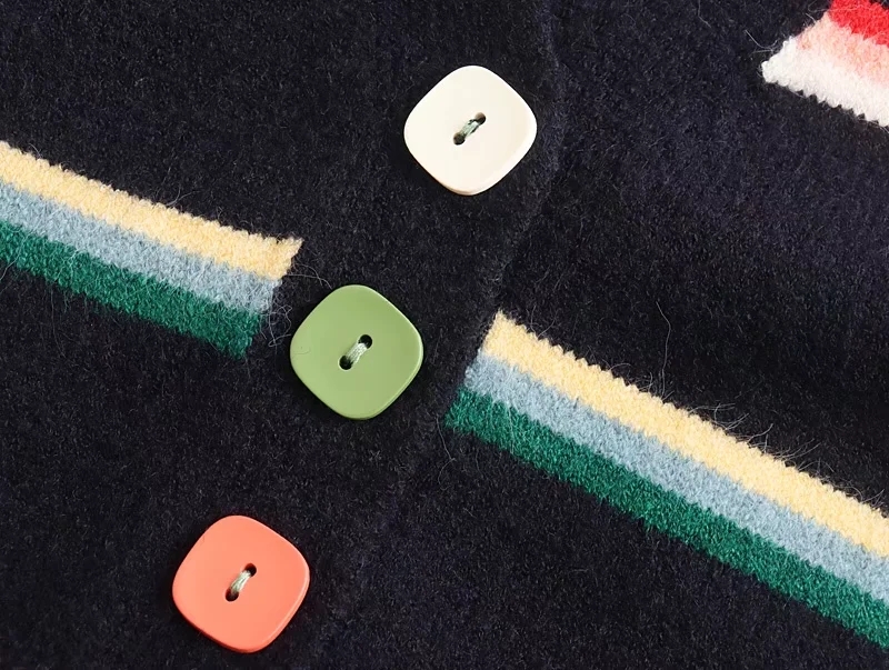 Fashion Grey Striped V-neck Button-down Cardigan,Sweater