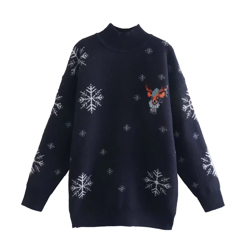 Fashion Black Snowflake Print Turtleneck Pullover,Tank Tops & Camis