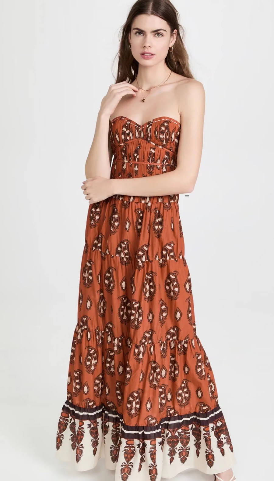 Fashion Brown Printed Slip Dress,Long Dress