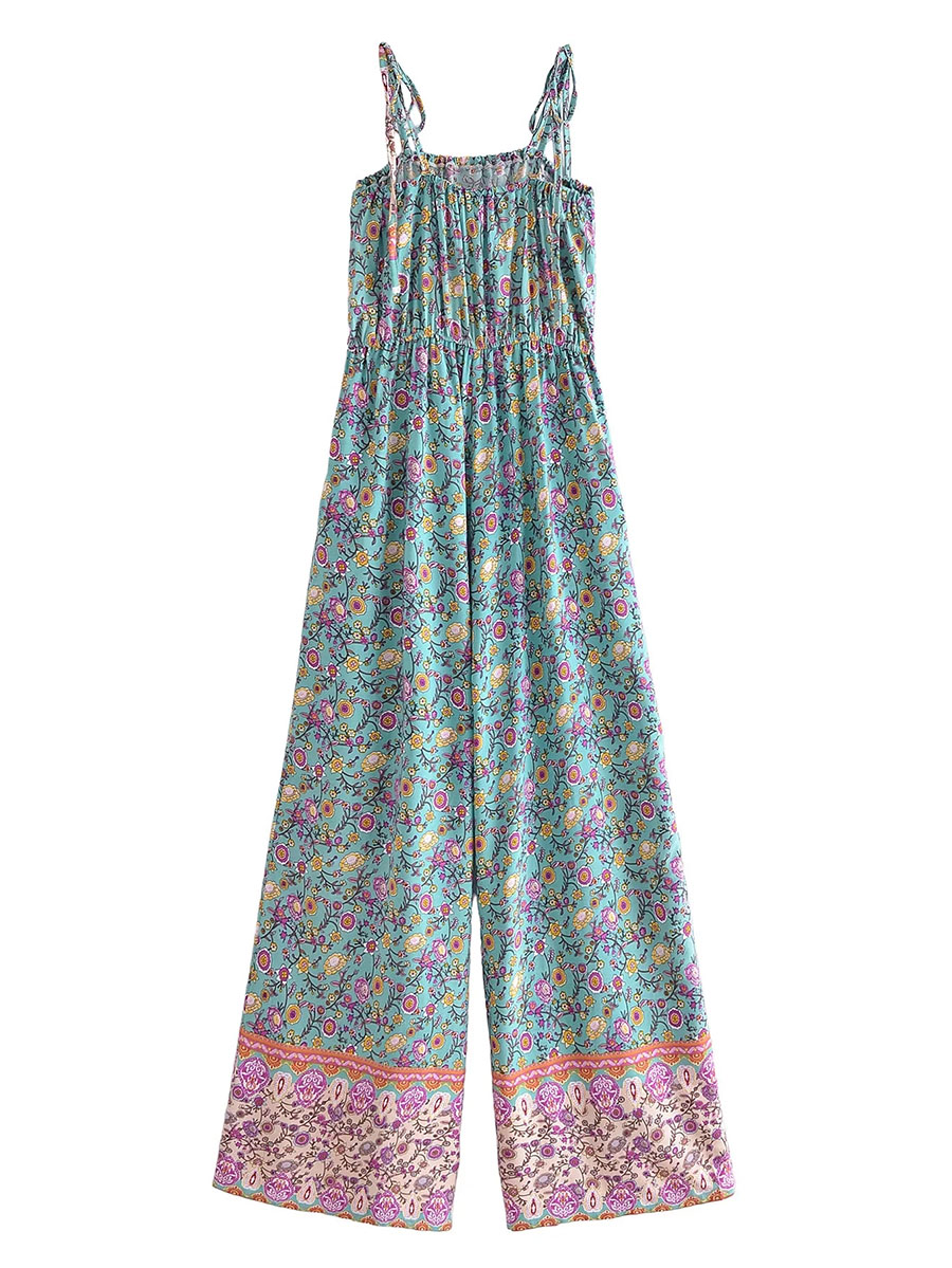 Fashion Colorful Print Printed Tie-waist Jumpsuit,Tank Tops & Camis