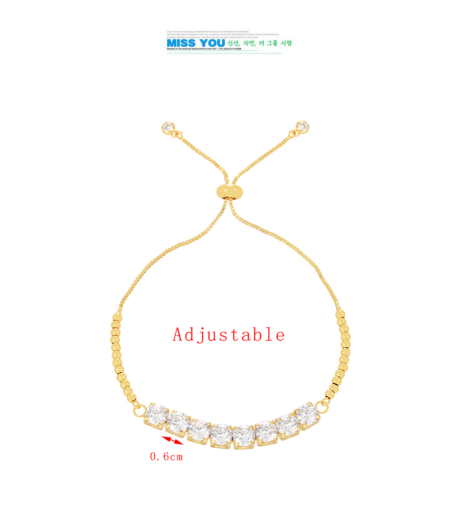 Fashion Gold-4 Brass Inlaid Zirconia Beaded Pull Bracelet (0.8cm),Bracelets