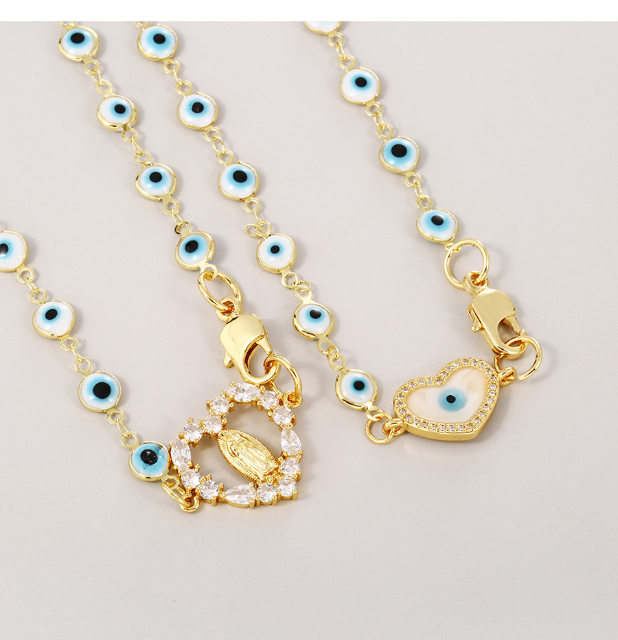 Fashion Gold-2 Bronze Zirconium Oil Eye Love Shell Lobster Buckle Necklace,Necklaces