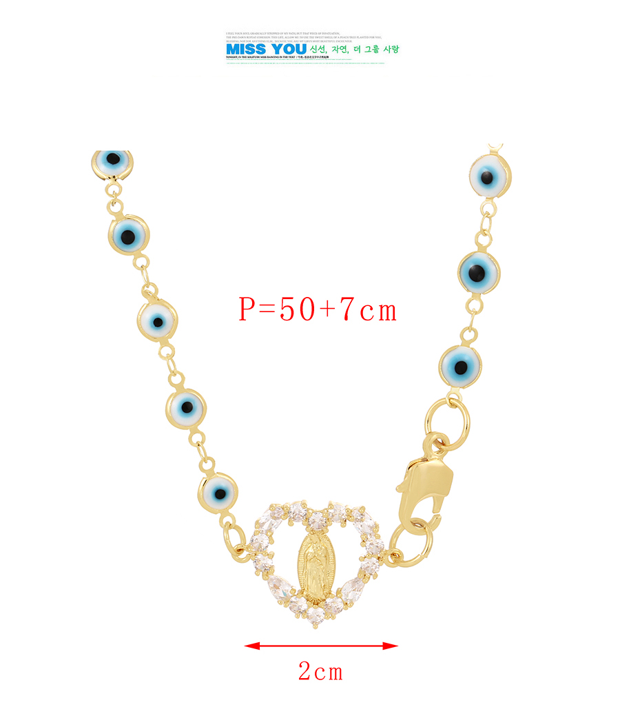 Fashion Gold-2 Bronze Zirconium Oil Eye Love Shell Lobster Buckle Necklace,Necklaces