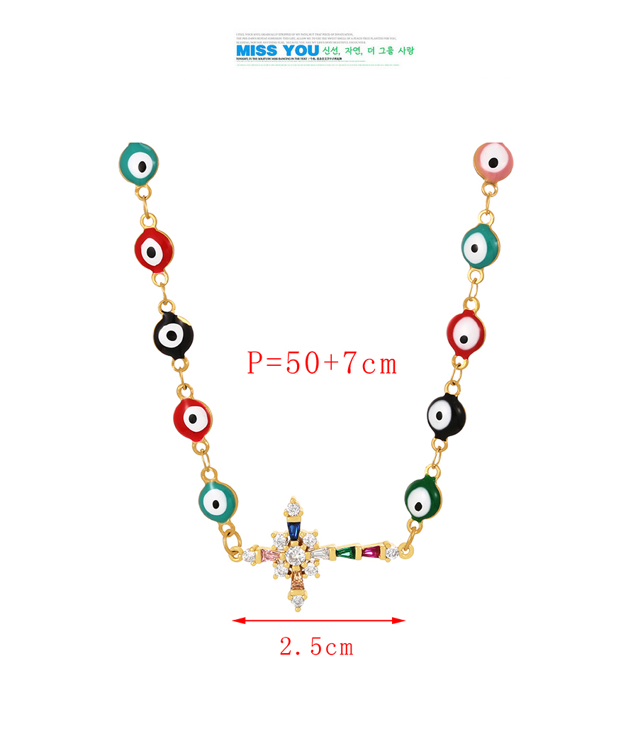 Fashion Gold Bronze Zirconium Cross Oil Eye Necklace,Necklaces