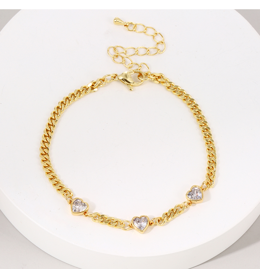 Fashion Gold Bronze Zirconium Heart Bracelet,Bracelets