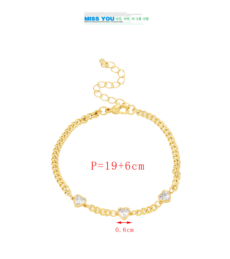 Fashion Gold Bronze Zirconium Heart Bracelet,Bracelets