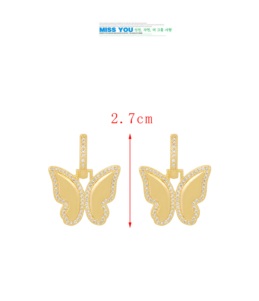 Fashion Gold-3 Brass Inset Zirconium Cross Earrings,Earrings