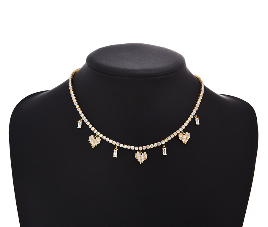 Fashion Gold-2 Bronze Zirconium Cross Pendant Necklace,Necklaces