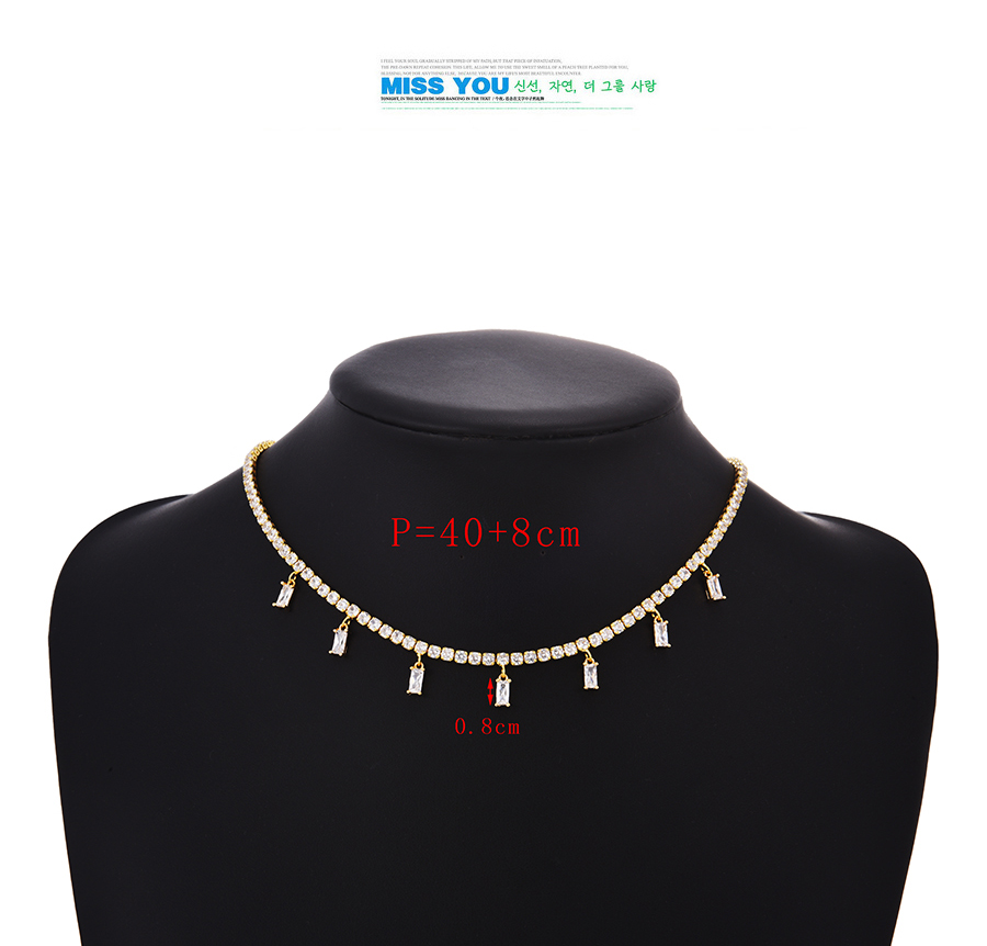 Fashion Gold Bronze Zirconium Tassel Pendant Necklace,Necklaces