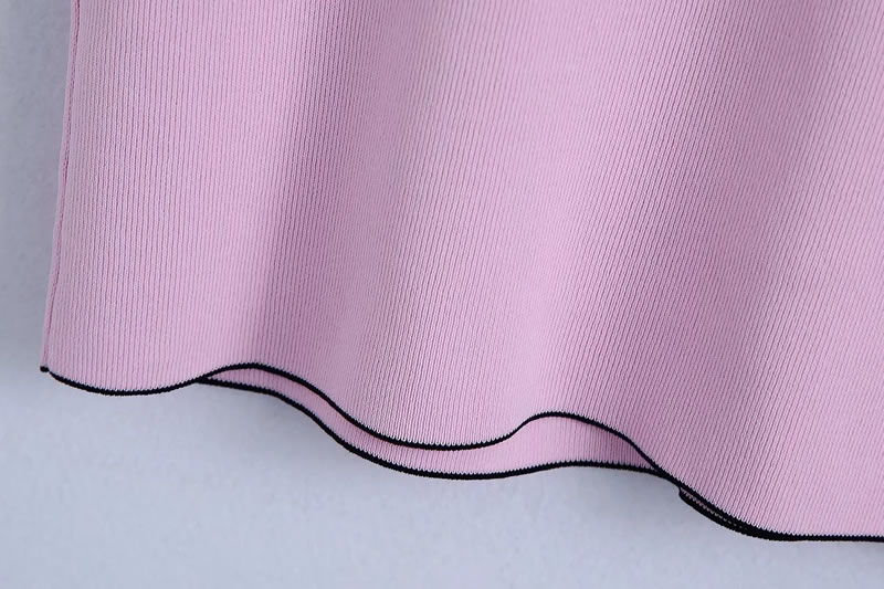 Fashion Pink Bow-embellished Knitted Dress,Mini & Short Dresses
