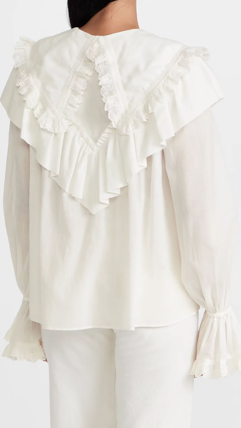 Fashion White Lace Lapel Shirt,Tank Tops & Camis