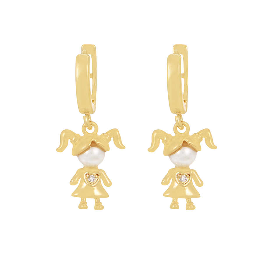 Fashion Gold-2 Copper Pearl Girls Earrings,Hoop Earrings