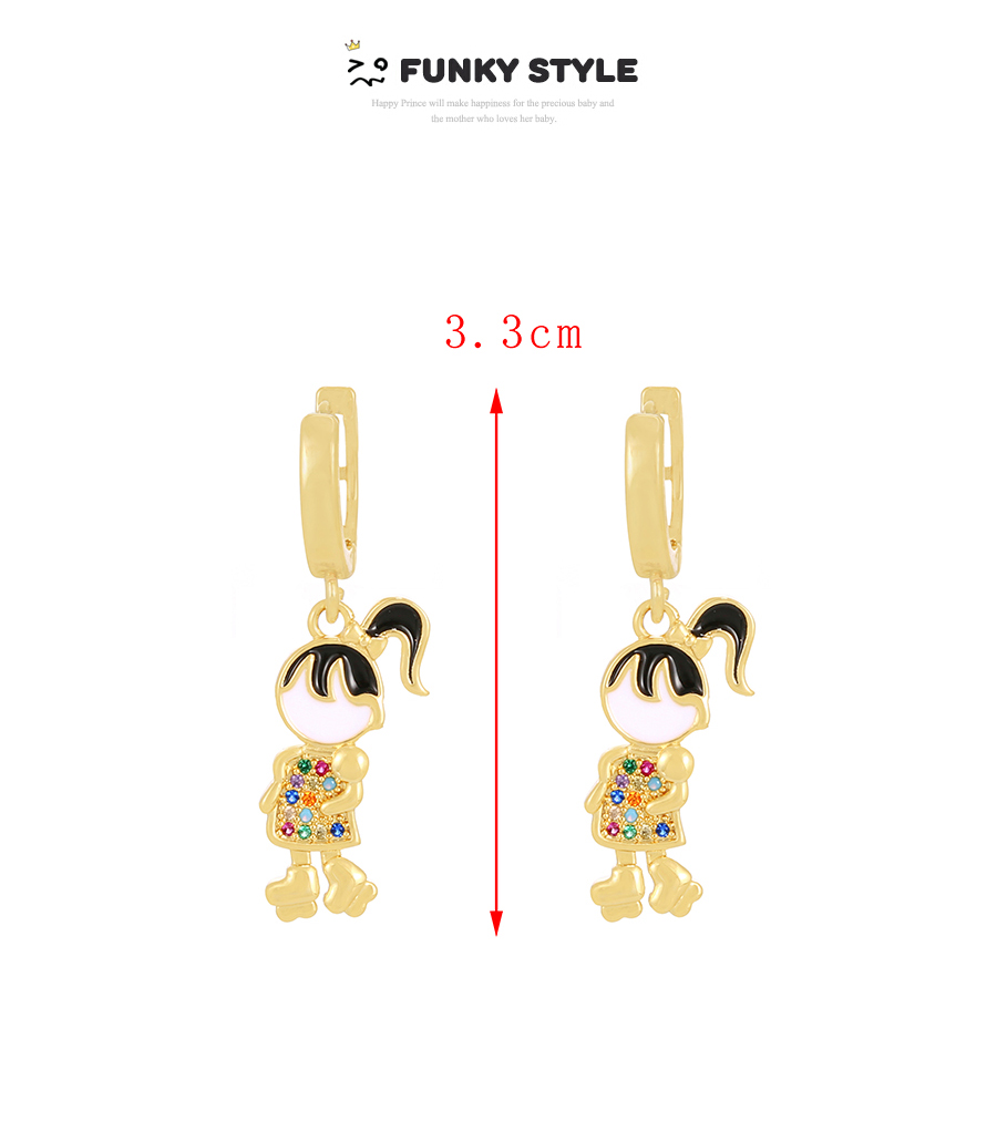 Fashion Gold Brass Inlaid Zirconium Oil Drop Girl Earrings,Hoop Earrings