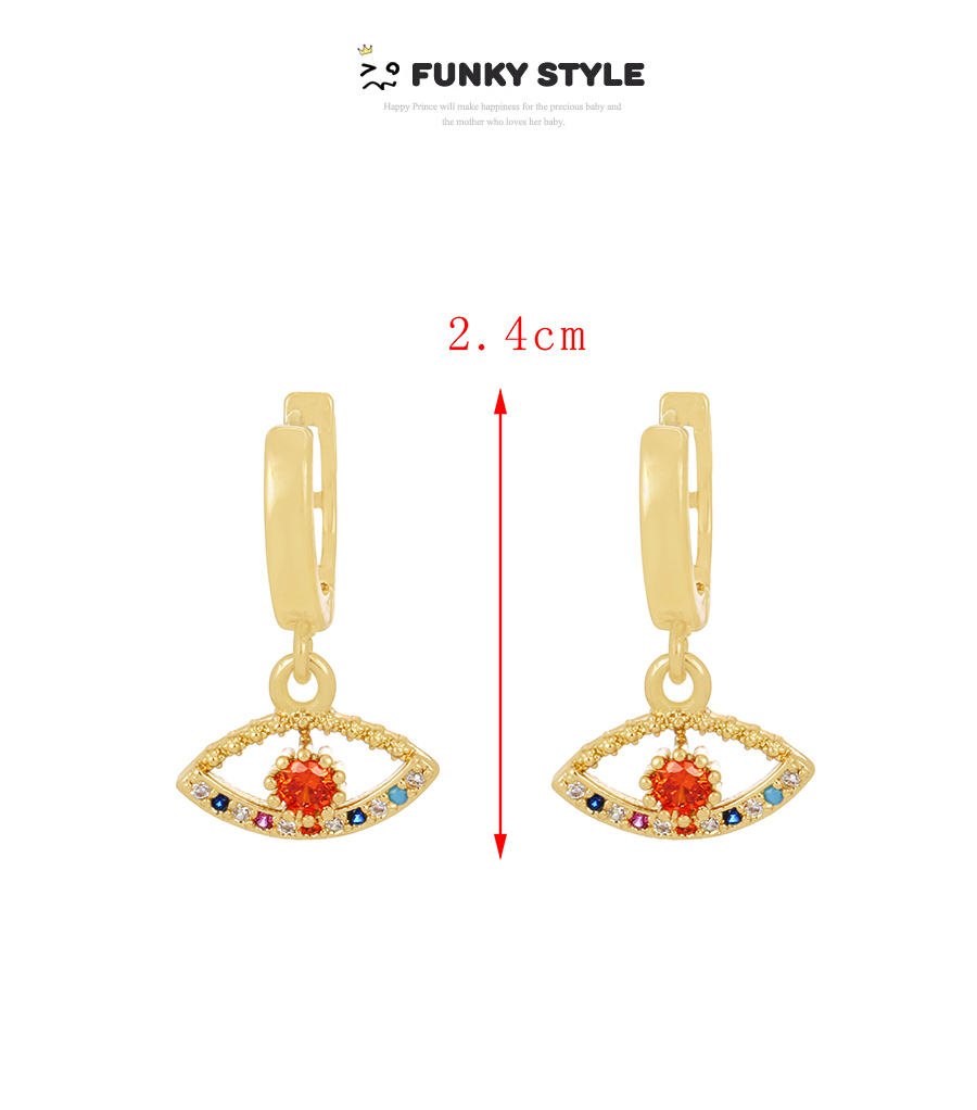 Fashion Gold-2 Copper Inlaid Zirconium Oil Drop Eye Earrings,Hoop Earrings