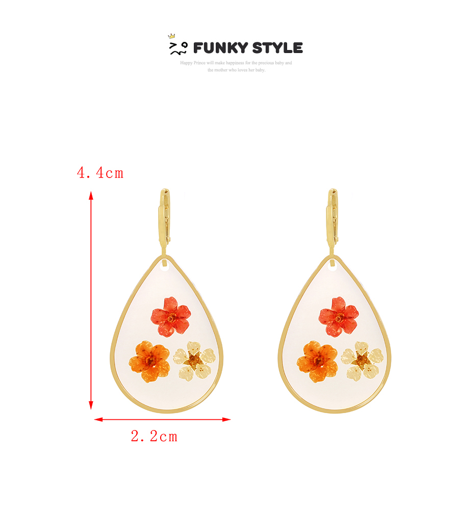 Fashion Gold Alloy Water Drop Flower Earrings,Hoop Earrings