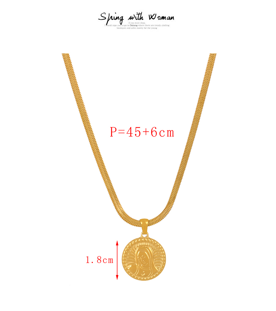 Fashion Gold-3 Titanium Steel Double Sided Portrait Necklace,Necklaces