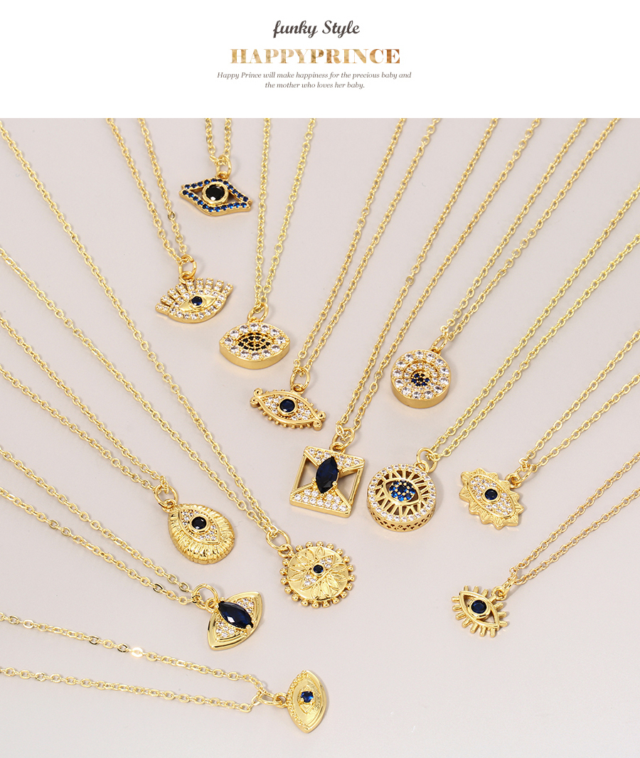 Fashion Gold-10 Bronze Zirconium Irregular Eye Pendant Necklace,Necklaces
