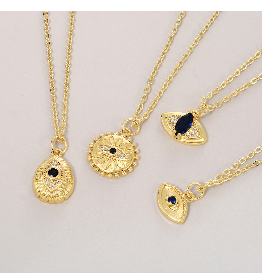 Fashion Gold-13 Bronze Zirconium Irregular Eye Pendant Necklace,Necklaces