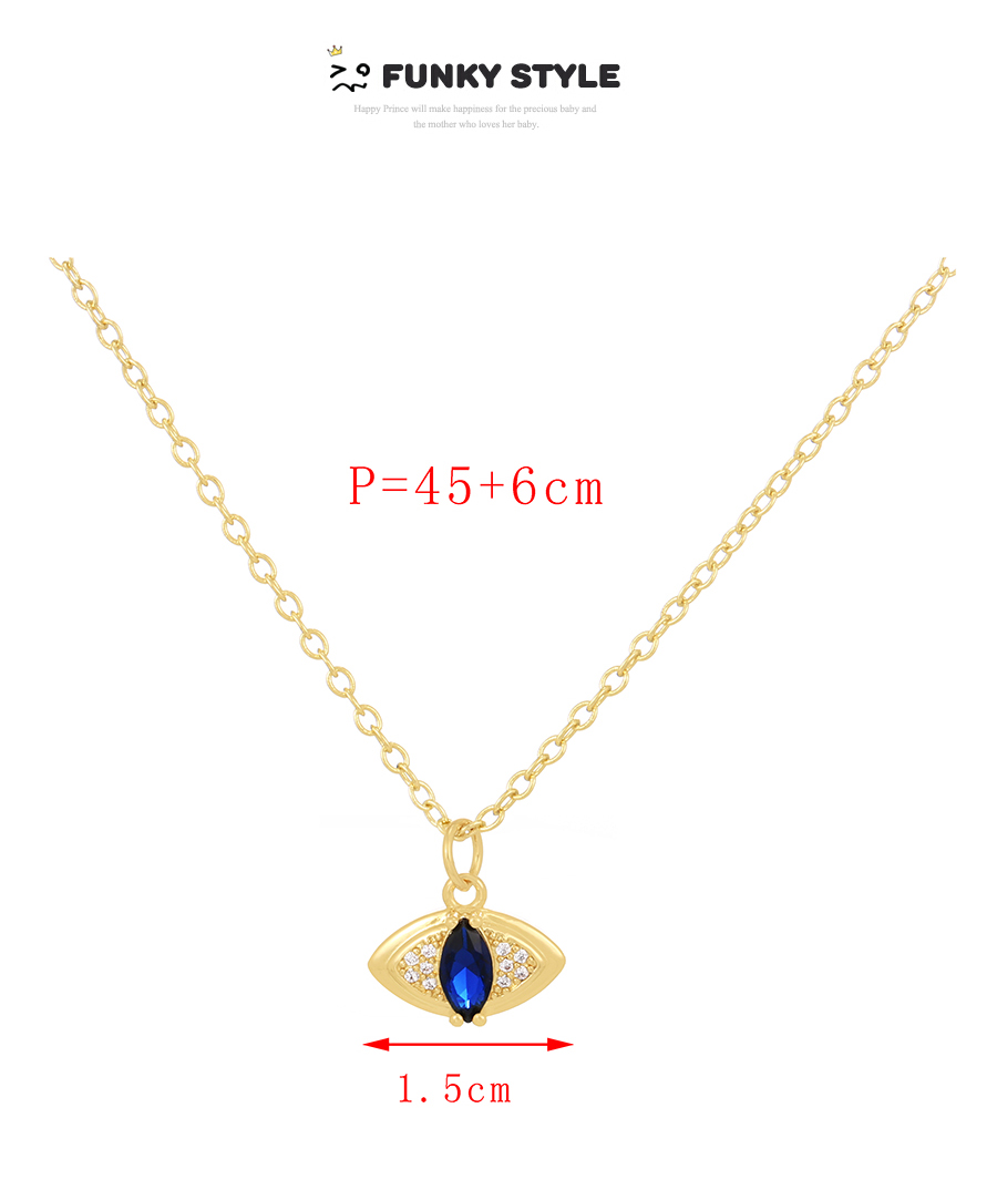 Fashion Gold-3 Bronze Zirconium Irregular Eye Pendant Necklace,Necklaces