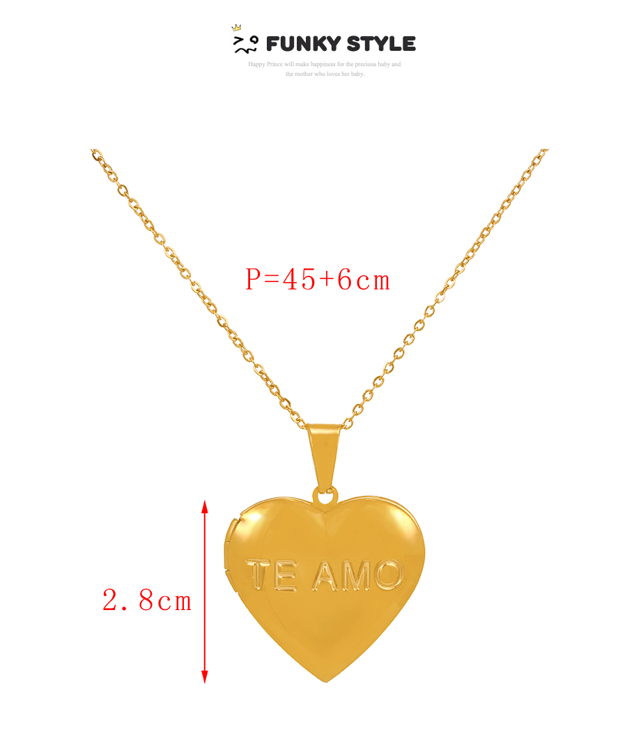 Fashion Gold Titanium Steel Letter Heart Necklace,Necklaces
