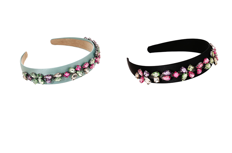Fashion Leather Pink Alloy Diamond-encrusted Fabric Wide-brimmed Headband,Head Band