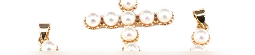 Fashion Gold Color Alloy Pearl Cross Jewelry Accessories,Jewelry Findings & Components