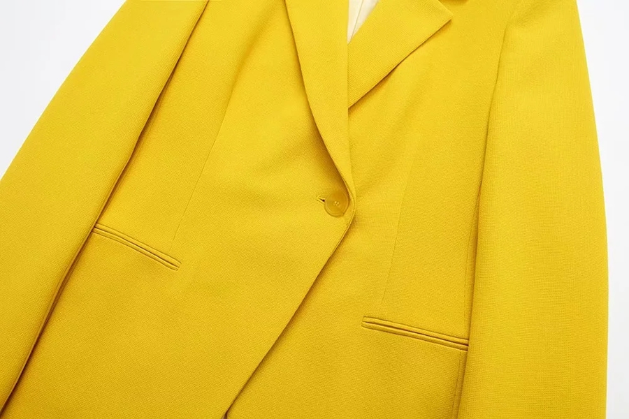 Fashion Yellow Blended Lapel Irregular Blazer,Coat-Jacket