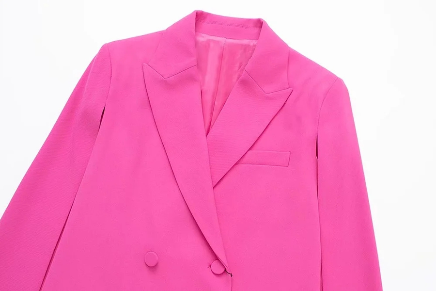 Fashion Rose Red Cape Blazer With Pockets,Coat-Jacket