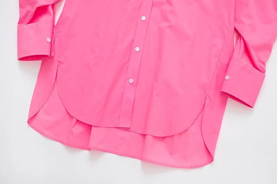 Fashion Pink Lapel Buttoned Shirt,Blouses