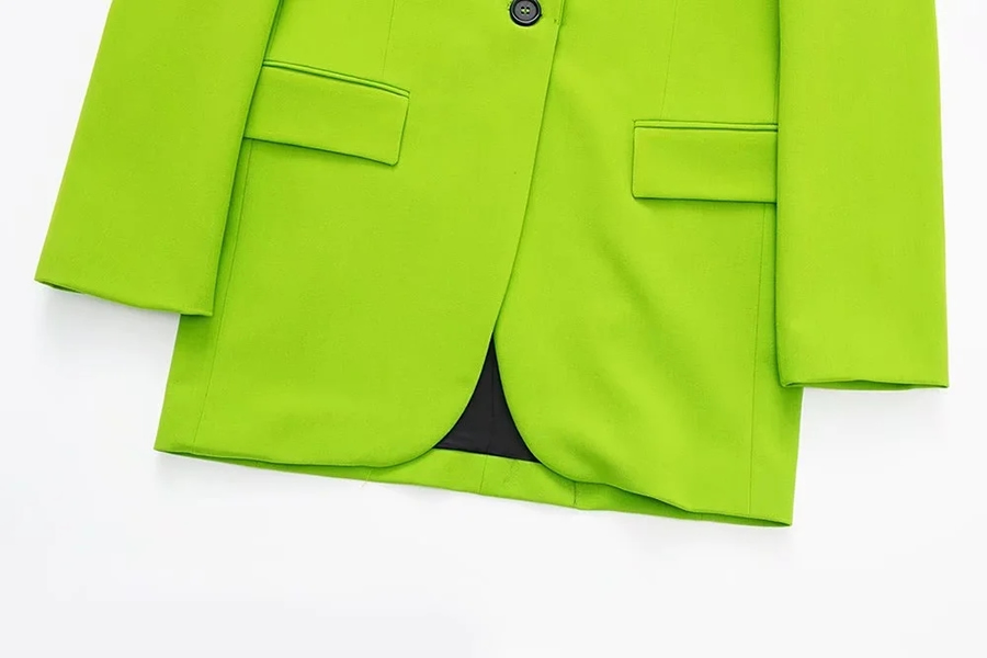 Fashion Green Blazer With Pockets,Coat-Jacket