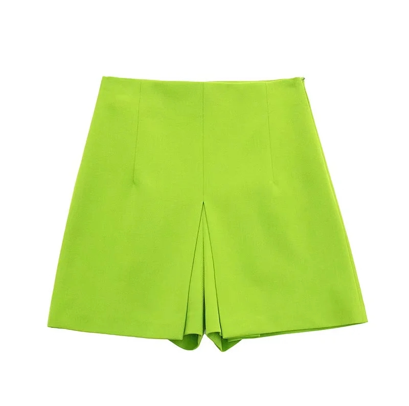 Fashion Green High Waist Irregular Culottes,Shorts
