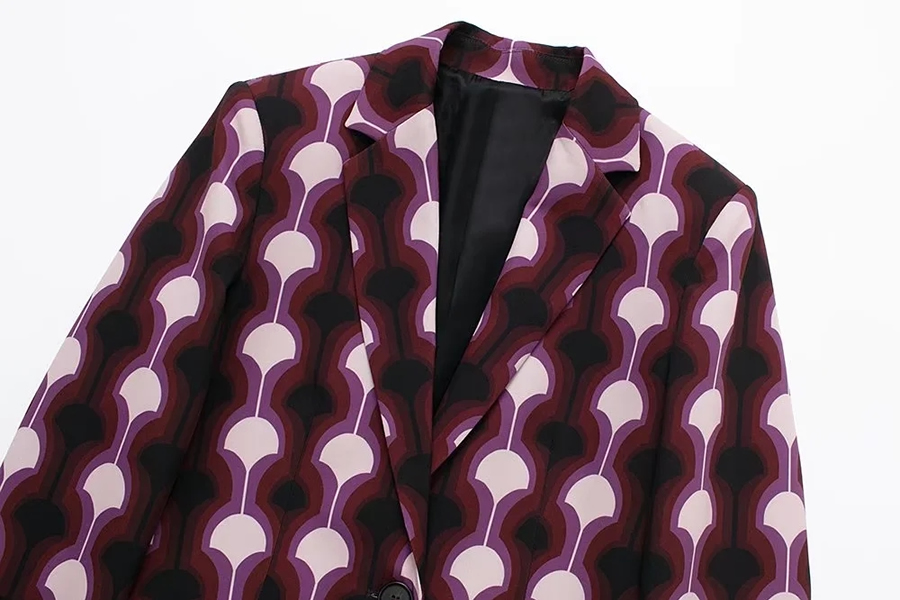 Fashion Printing Printed Two-pocket Blazer,Coat-Jacket