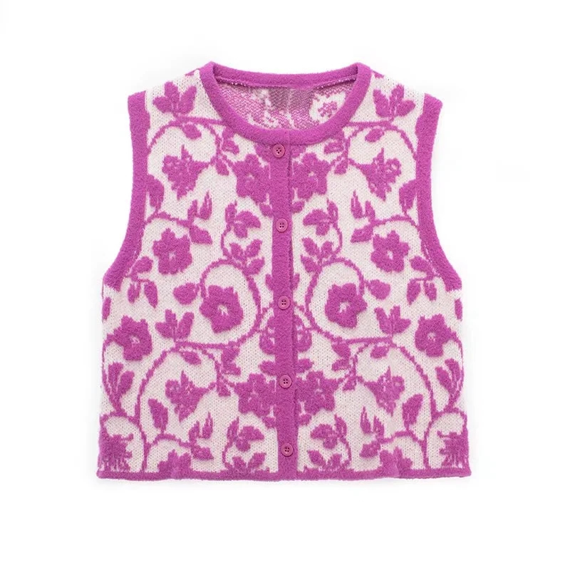 Fashion Floral Floral Jacquard Knitted Vest,Tank Tops & Camis