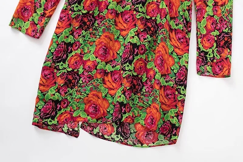 Fashion Color Printed V-neck Dress,Mini & Short Dresses