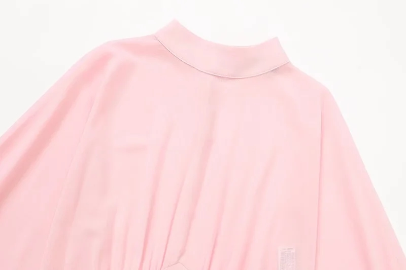 Fashion Pink Chiffon Dolman Drape Top,Blouses