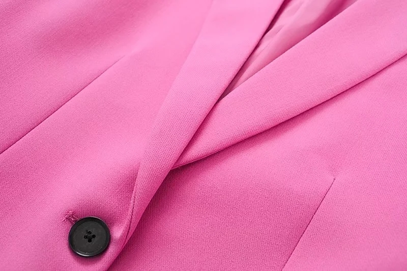 Fashion Pink Single-button Lapel Blazer With Pockets,Coat-Jacket