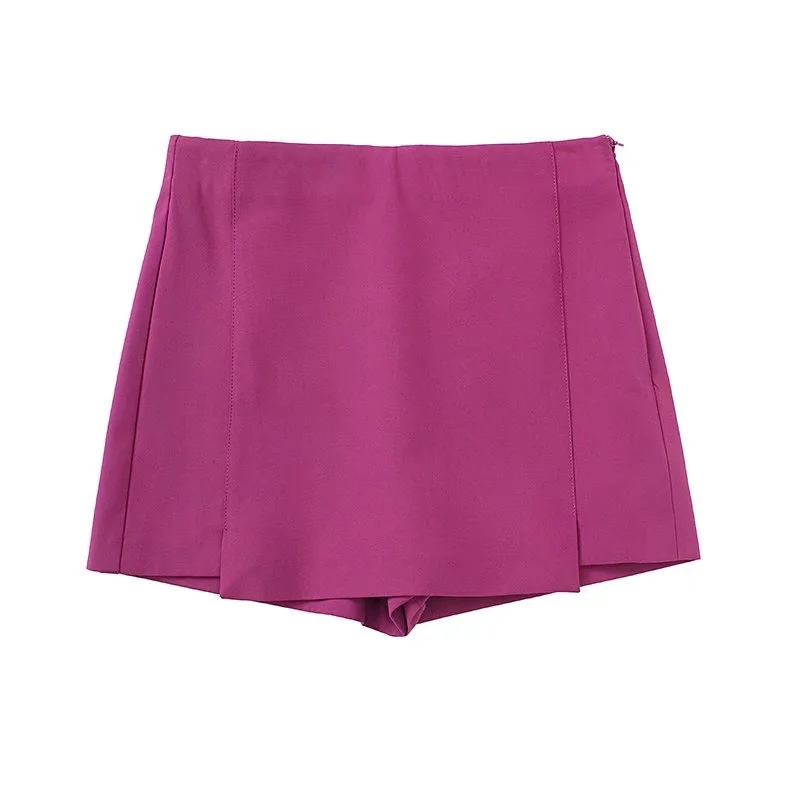 Fashion Fuchsia Geometric Irregular Culottes,Shorts