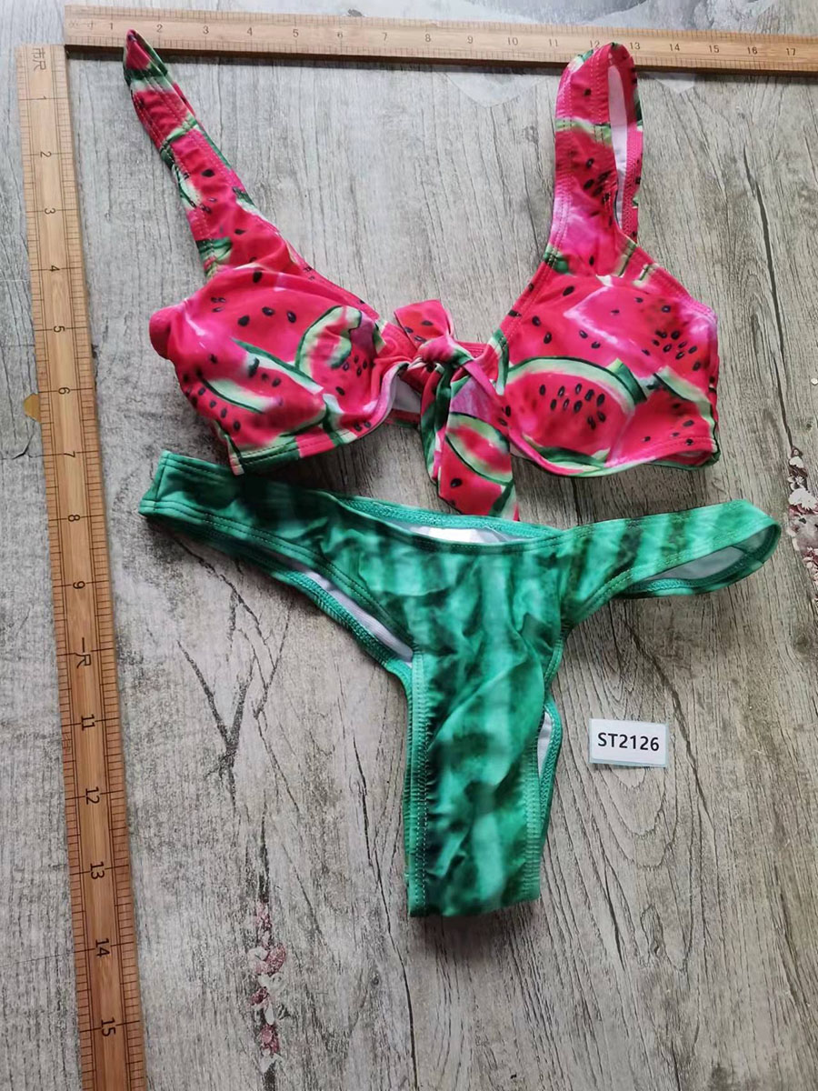 Fashion Watermelon Printed Knotted Swimsuit,Bikini Sets