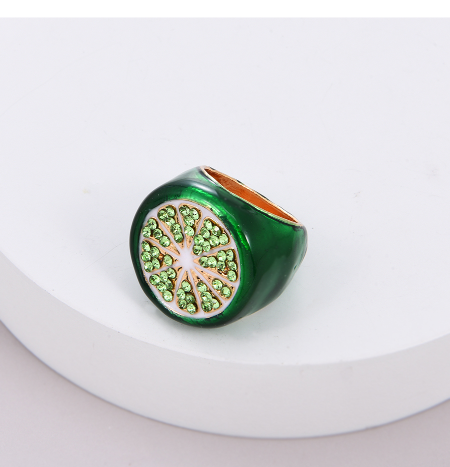 Fashion Green Alloy Diamond Drip Oil Lime Ring,Fashion Rings