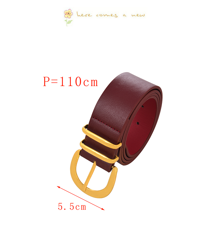 Fashion Red Wine Alloy Pu Metal Buckle Wide Belt,Wide belts