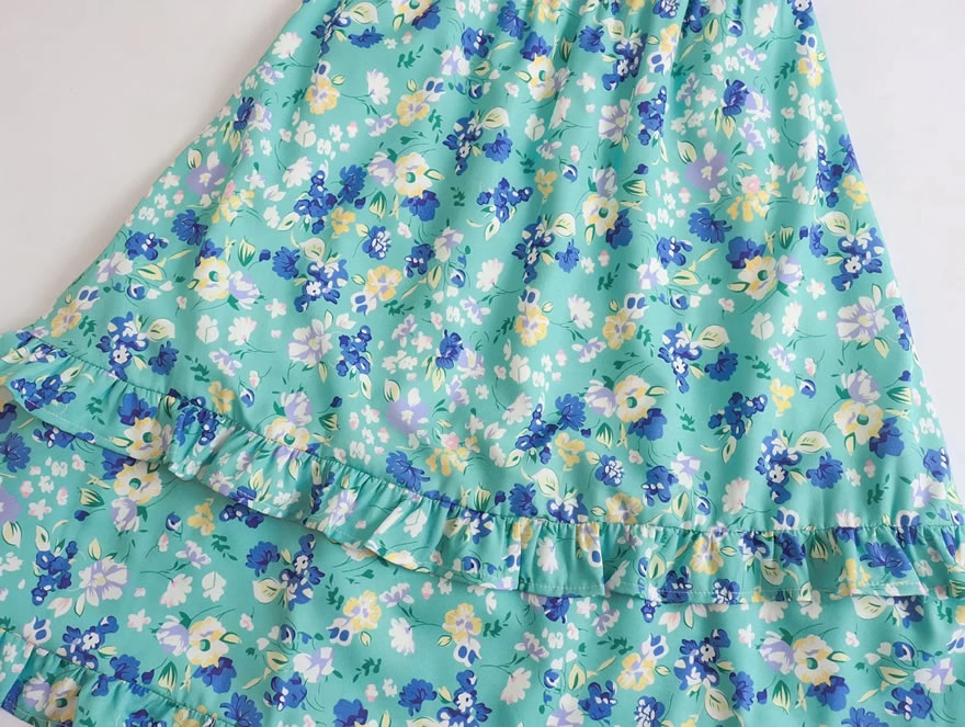 Fashion Blue Woven Print Layered Slip Dress,Mini & Short Dresses