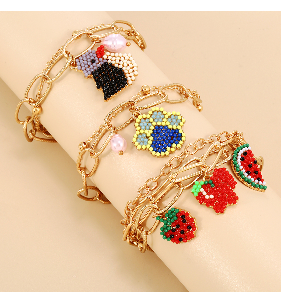 Fashion Golden -3 Alloy Double Layer Rice Bead Owl Pearl Bracelet,Beaded Bracelet