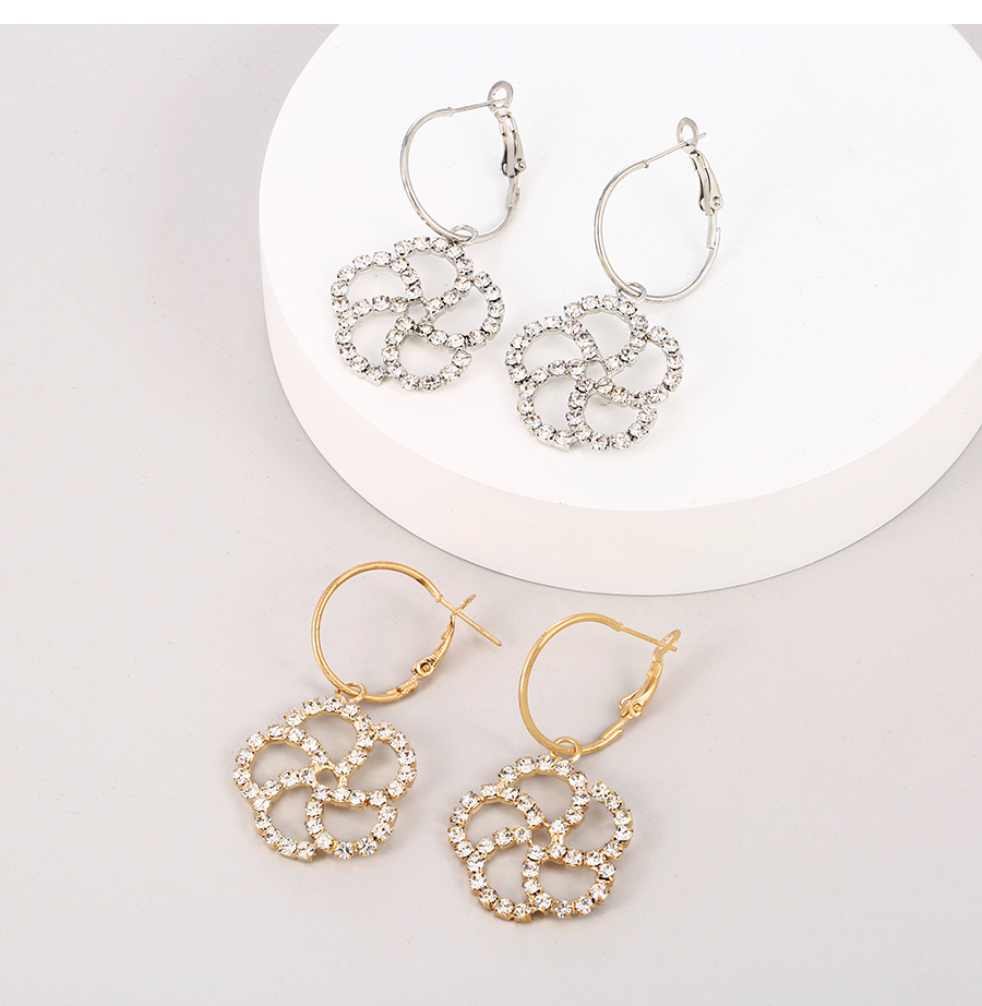 Fashion Silver Alloy Diamond Flower Ear Roll,Hoop Earrings
