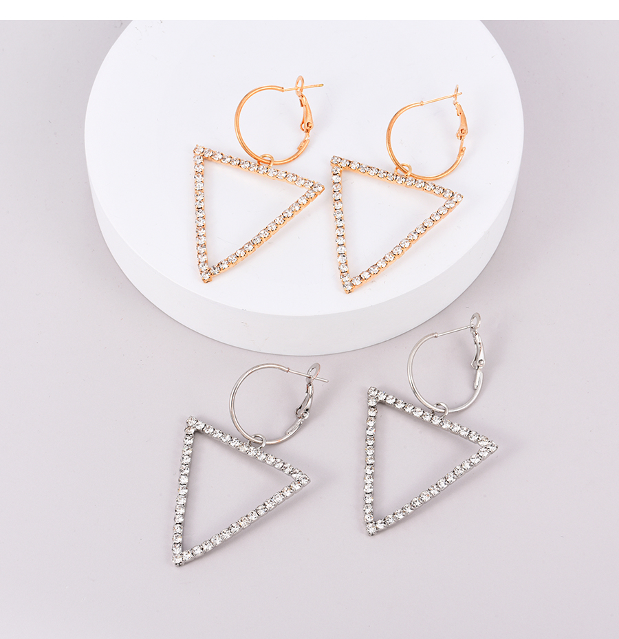 Fashion Silver Alloy Diamond Triangle Ear Roll,Hoop Earrings