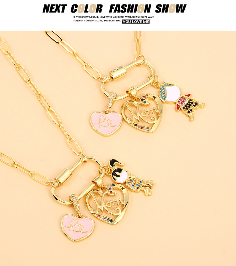 Fashion Color Copper Zirconium Dripper Love Boy Carrier Necklace,Necklaces