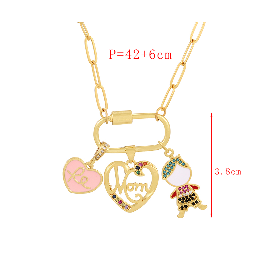 Fashion Color-2 Copper Zirconium Dripper Love Girl Carrier Needle Necklace,Necklaces