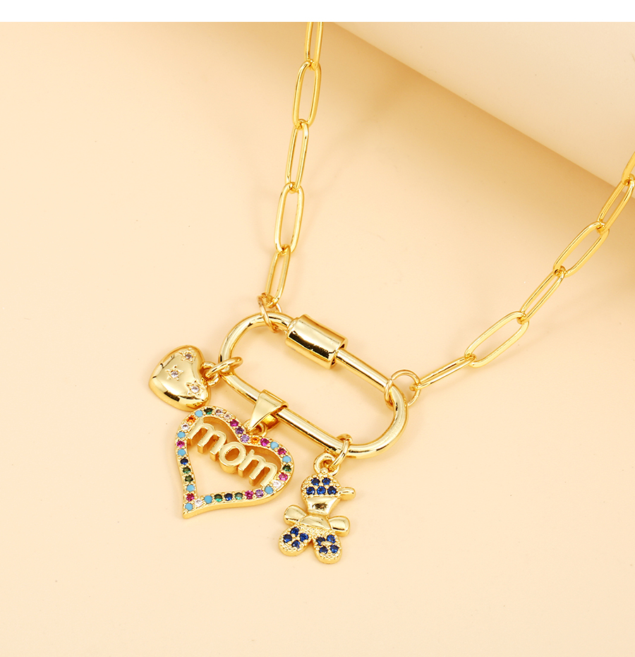 Fashion Color-2 Copper Zirconium Drip Oil Love Letter Girl Carrier Needle Necklace,Necklaces